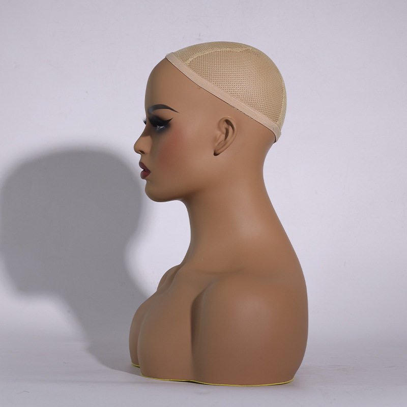 Cabeza de maniquí femenino de PVC, busto realista con hombros para pelucas, fabricación de estilismo de exhibición