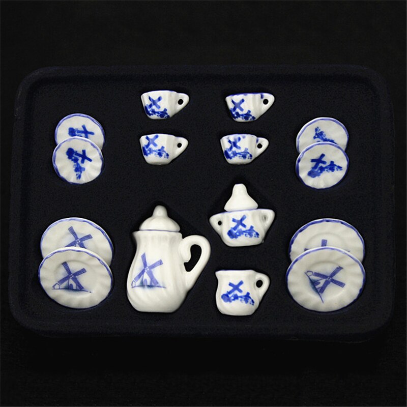 1:12 miniatur 15 stücke Porzellan Tee Tasse Set Chintz Blume Küche Geschirr Puppenhaus Möbel Spielzeug Für Kinder 19 Muster: SC0021