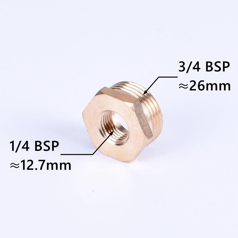 Encaixe de tubulação redutor de bucha hexagonal de latão 1/8 1/4 3/8 1/2 3/4 F para M com rosca reduzindo conector de acoplador de adaptador de gás de água de cobre: Dourado