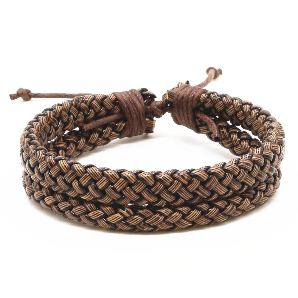 Trendy Handmade Femme Homme Female Vintage Braid Weave Charm Cuff Wrap Men Leather Bracelets For Women Jewelry Accessories: style 9