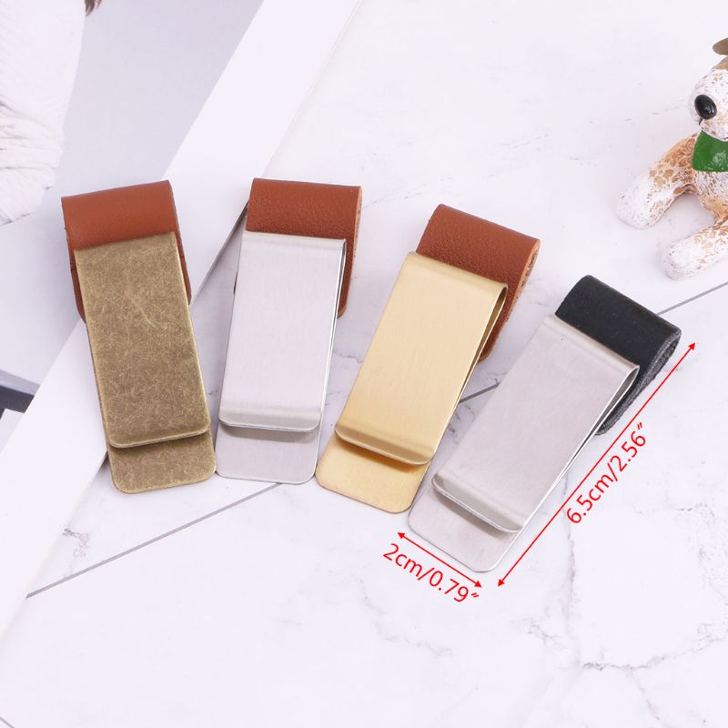 Handmade Leather Stainless Steel Pen Holder Clip Journal Notebook Paper Folder
