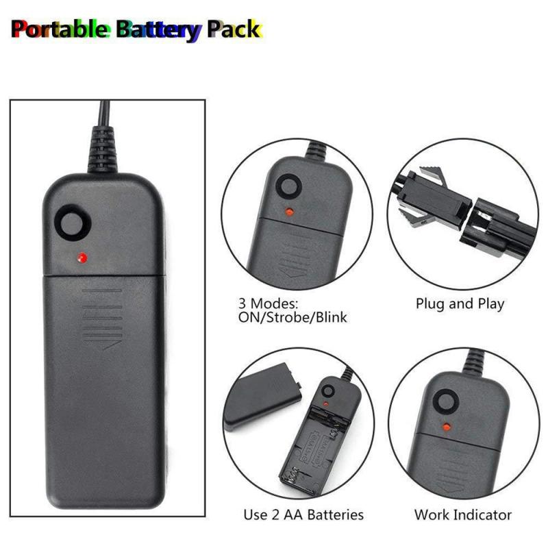 Flexible Neon Light 5m/10m 3V Glow Wire Processing Dance Clothes Luminous Line Lights Shoes Clothing Car Waterproof Led Strip