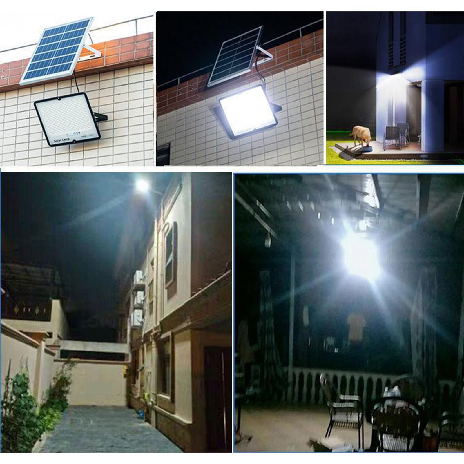 LED Solar Panel Light Outdoor Garden Fence Yard Lamp Remote Control 50W