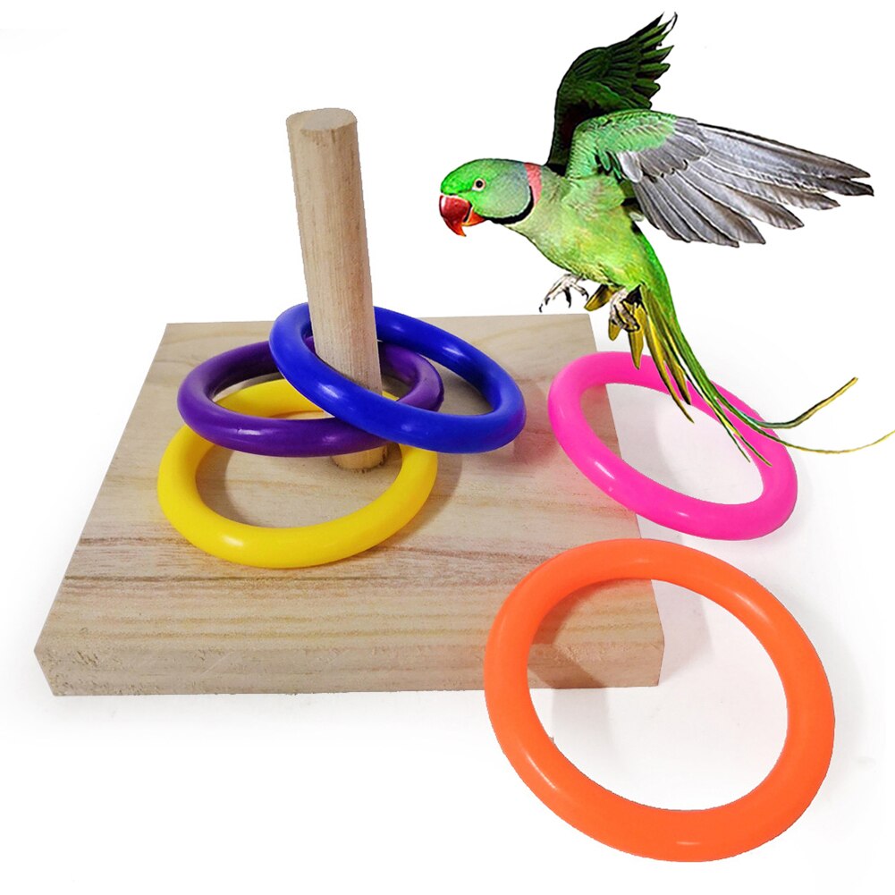 Kæledyr interaktiv fugl papegøje kaste ring træ sjov træning puslespil pædagogisk legetøj intelligens ring udvikling kæledyr forsyninger
