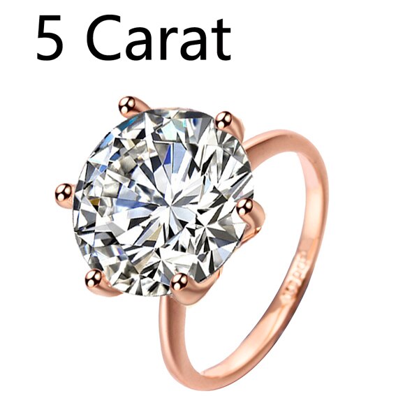 Moonrocy sølv cubic zirconia krystal løfte vielsesringe til kvinder 5 karat brud tilbehør smykker ringe: 7 / 5ct rosa guldfarve