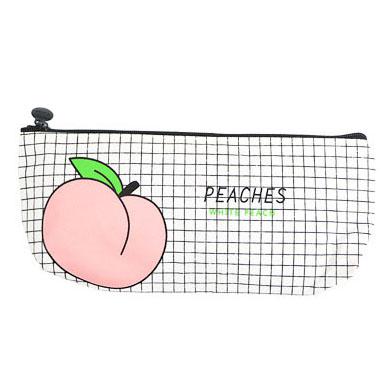 Estuche Escolar de lona para niña, bolsa de lápices de fruta, melocotón, papelería, suministros escolares: D