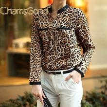 CHAMSGEND Jacket Slim Leopard Blouse Long Sleeve Chiffon Ladies T-Shirt Oversize Tops Coat Casaco Feminino Manteau 09