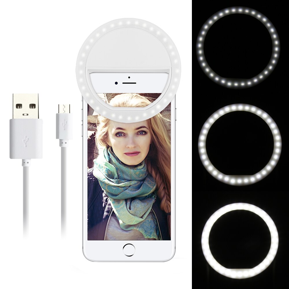 36 LED Lampen Selfie Licht Für Iphone Ergänzende Fotografische Beleuchtung Selfie Ring Verbesserung Für Alle Smartphone: white