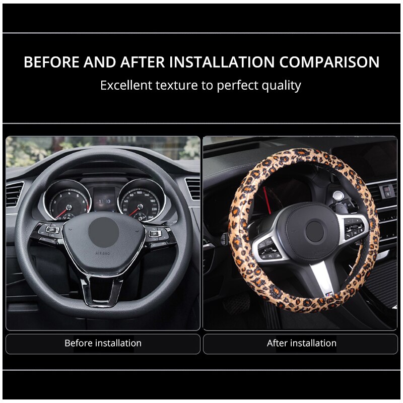 Vrouwen Innerlijke Automotive Decor Universele Luipaard Print Auto Stuurhoes Ademend Non Slip Auto Stof Cover Voor Focus