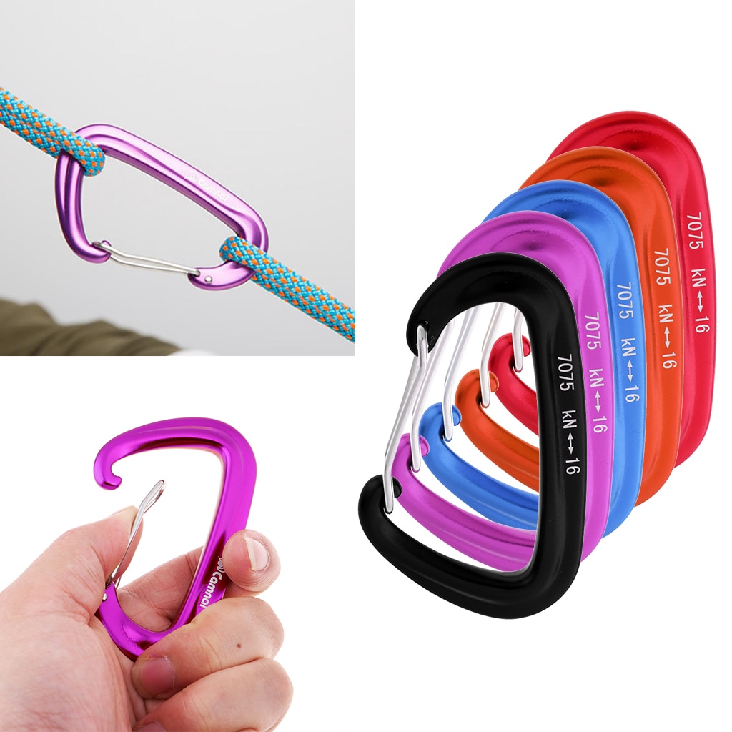 Aluminum Wire Gate Hammock Safety Carabiner D Type Keychain Buckle Rappelling Descending Climbing Accessories
