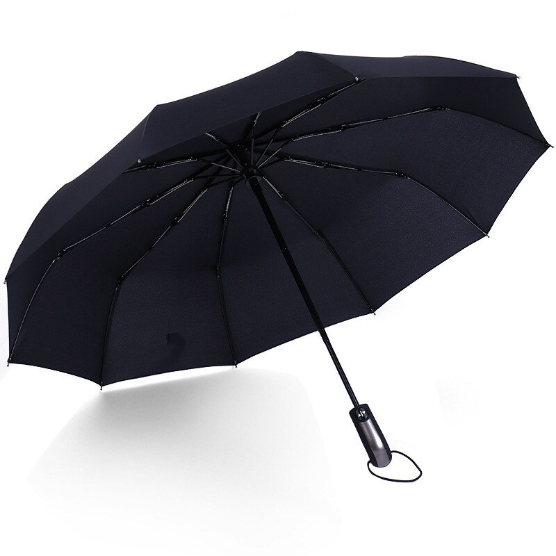 Wind Resistant Folding Automatic Umbrella Rain Women Auto Luxury Big Windproof Umbrellas Rain For Men Black Coating 10K Parasol: Black