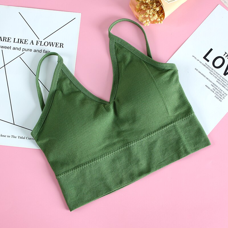Svokor Vest Naadloze Beha Bandjes Naadloos Verzamelen U-Vormige Halter Met Borst Pad Sport Verpakt Borst: green