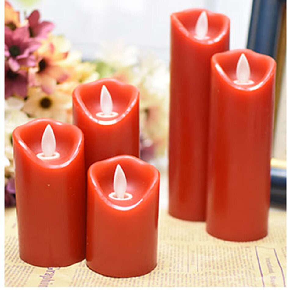 Flameless Led red candle made by paraffin wax,electronic candle light for Hotel,Bar decorative,candle for Religious Activities