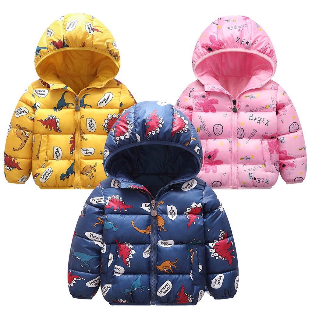 Dessin animé imprimé bébé manteau à capuche enfant en bas âge bébé filles hiver dessin animé coupe-vent manteau à capuche vêtements d'extérieur chauds veste