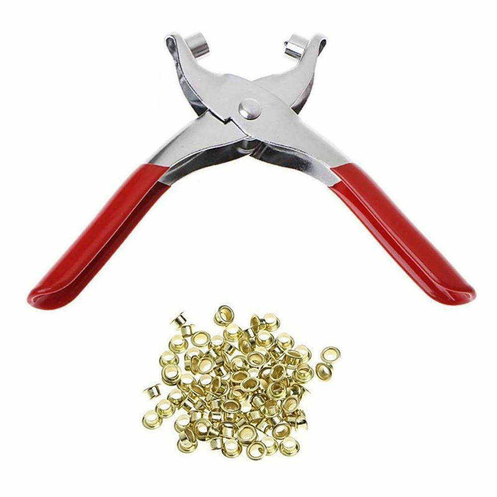 1 ensemble oeillet tissu poinçon pince cuir toile trou perforateur outil Scrapbook oeillet 100 laiton anneaux Kit bricolage manuel outils Kit