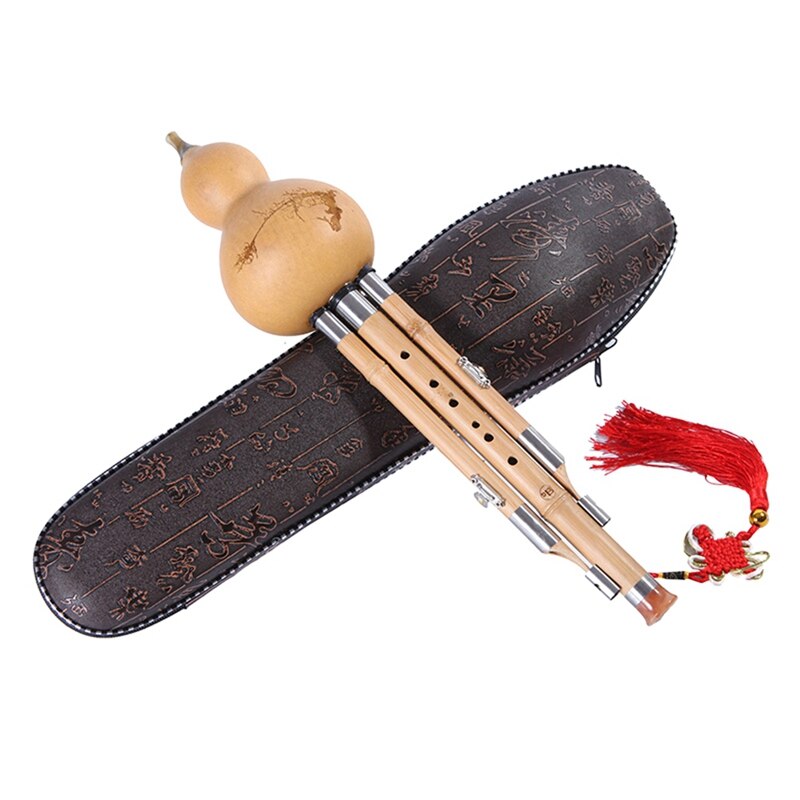 Chinese Bamboo Hulusi Gourd Cucurbit Handmade Flute Ethnic Musical Instrument Key of C with Case for Beginner: Default Title