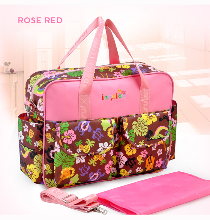 Comme cette momie maternité Nappy sac bébé couches sacs mère Oxford imperméable à l'eau grand sac à bandoulière soins infirmiers: Rose red baby bag