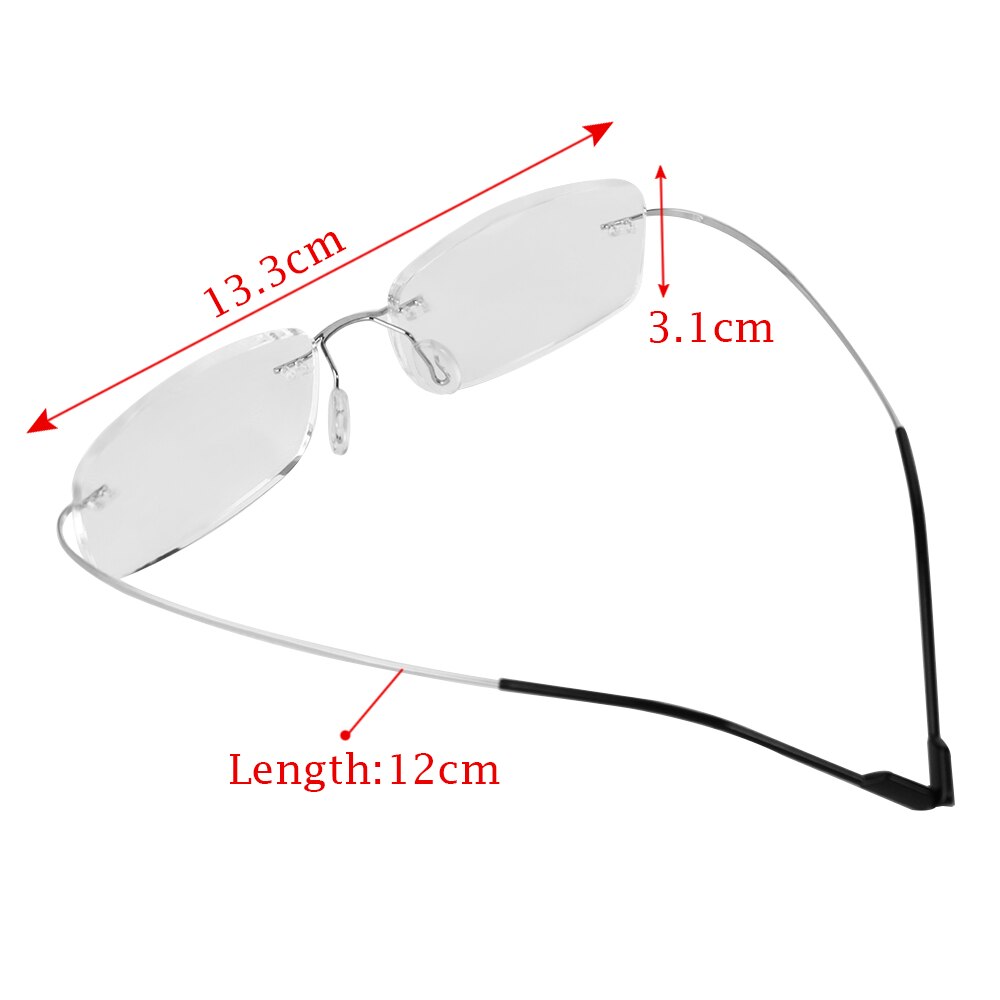 1PC Ultralight Titanium Rimless Rectangular Reading Glasses Spectacles Eyeglass