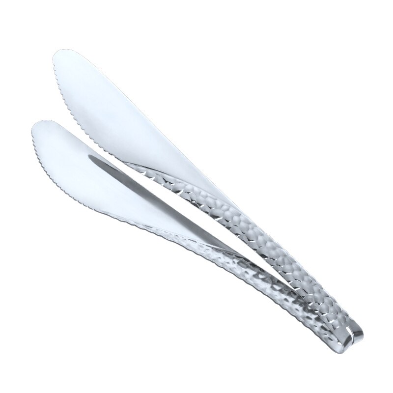 Topp rostfritt stål bröd klämma guld grill klämma sallad tång bröd kött grönsak klämma mat klämma kök matlagning verktyg: Silver 1pc