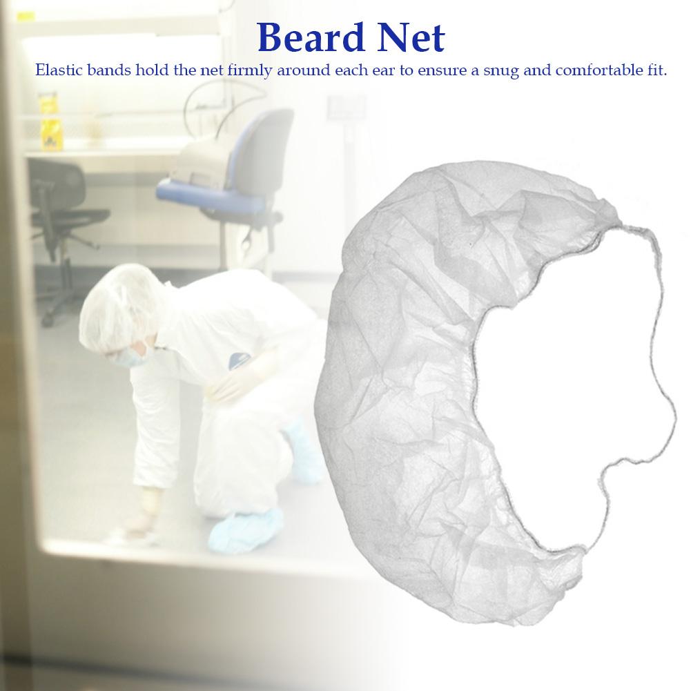 100 stk engangs ikke-vævet stof skæggarn åndbar latex-fri skægbeskyttelsesnet beskyttelse ren anti-hår falddæksel