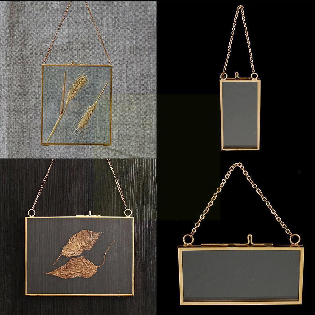 MagiDeal Industrial Style Double Sided Glass Hanging Photo Frame Wall Frame Flower Plant Specimen Portrait Display Frame Holder