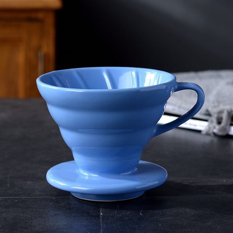 Ceramic Coffee Dripper Engine V60 Style Coffee Drip Filter Cup Permanent Pour Over Coffee Maker with Separate Stand for 1-4 Cups: S(1-2 Cups) / purple