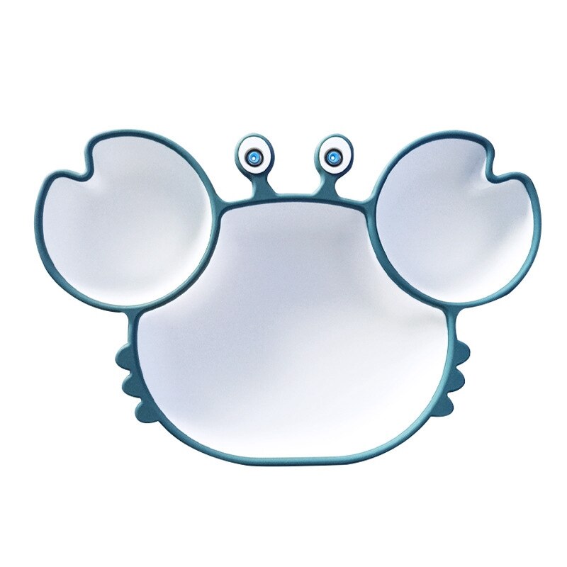 Babyborden met zuignap met verdeelde, siliconen kinderborden met zuignap kinderservies en -bestek: Blauw wit