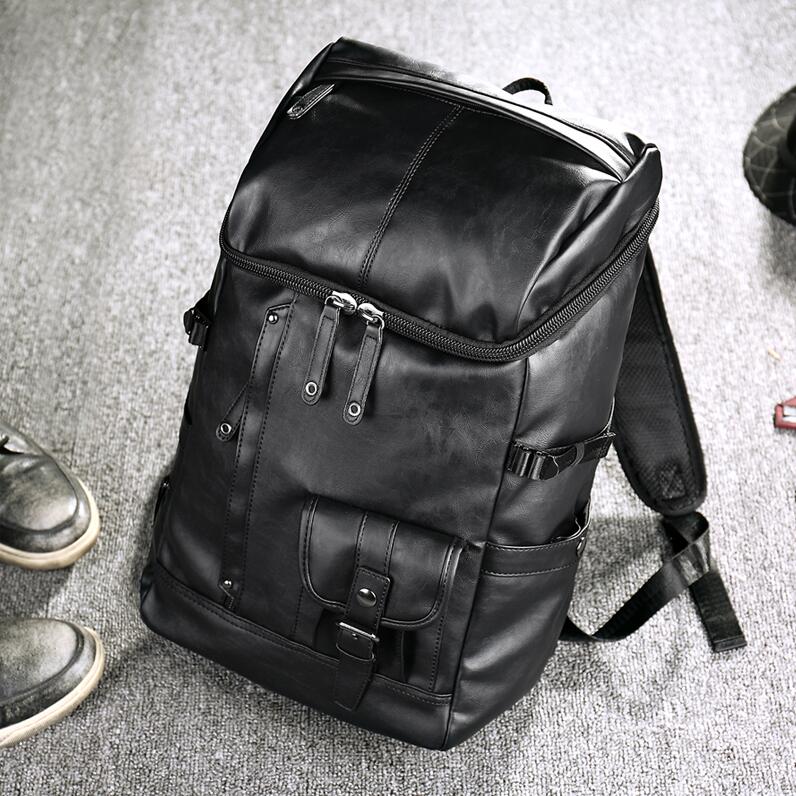 Seje herre rygsække mand rygsæk taske elev skoletasker herre rejse læder rygsæk tasker sort taske: Default Title