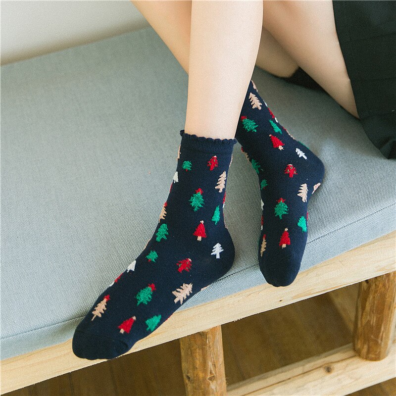 Women Socks Winter Warm Christmas Stereo Socks Cotton Cute Santa Claus Deer Socks Xmas Christmas Socks for girls