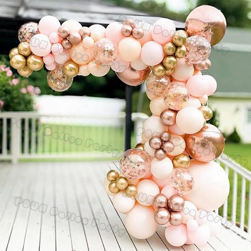 Kit de arco de guirnalda de Globos rosas, decoraciones para de cumpleaños, Foil de cumpleaños para niños, Globos de oro blanco, decoración de boda, Globos para Baby Shower