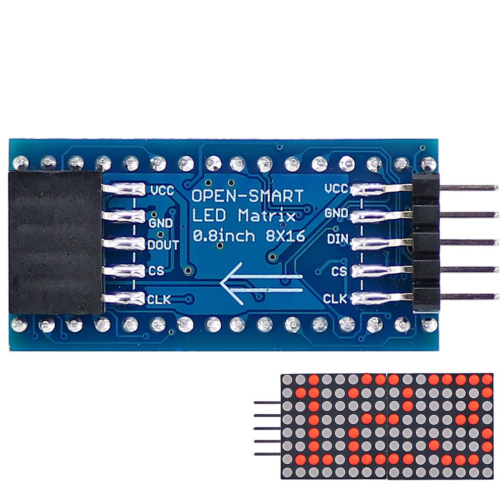offen-Clever 0,8 "0,8 zoll 8*16 Kaskadierbar rot LED Punkt Matrix Anzeige Modul mit spi-schnittstelle für Arduino UNO R3/mega2560