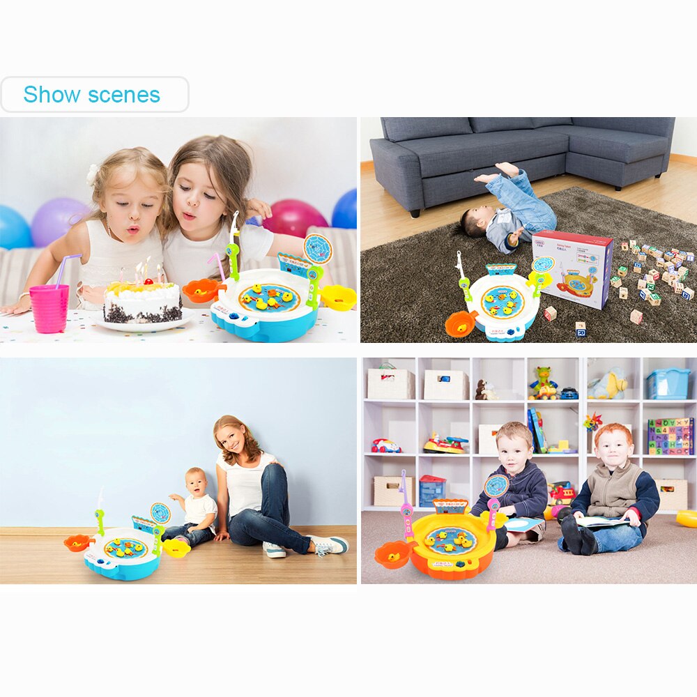 36pcs/lot Fishing Toy with Light Music Fish Rods Electric Learning Educational Toys for Boys Girls Play Fishing Game Outdoor Toy