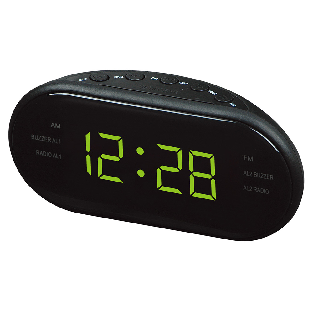 220V EU Plug AM FM Dual Frequency Radio Alarm Clock Digital LED Clock Luminous Clock Snooze Electronic Home Table Clock: Yellow