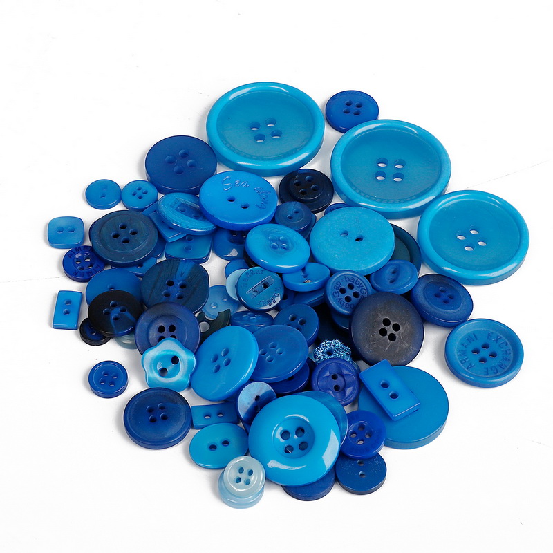 Mixed Color & Size Small Plastic Buttons Round Cartoon Button DIY Craft Scrapbooking Sewing Garment Accessories: Dark Blue