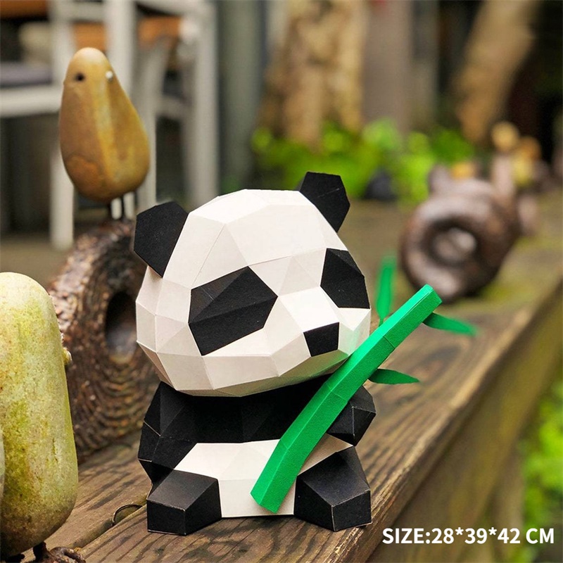 Panda Paper Model Art Sculpture Home Decor Hallway Party Wall Decorations Papercraft 3D DIY Puzzles Hand Made Toys Prop: DARK GRAY
