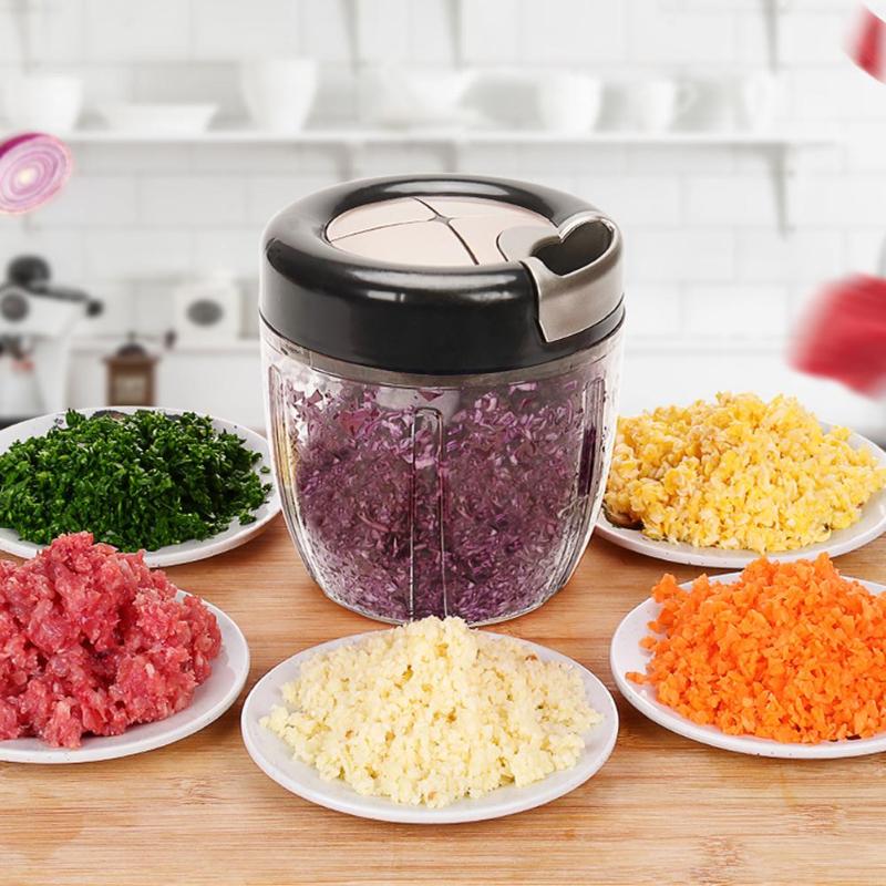 Portable Manual Meat Grinder Food Chopper Stainless Steel ABS Durable Mincer Mixer Blender Fruit Nuts Mixer Processors