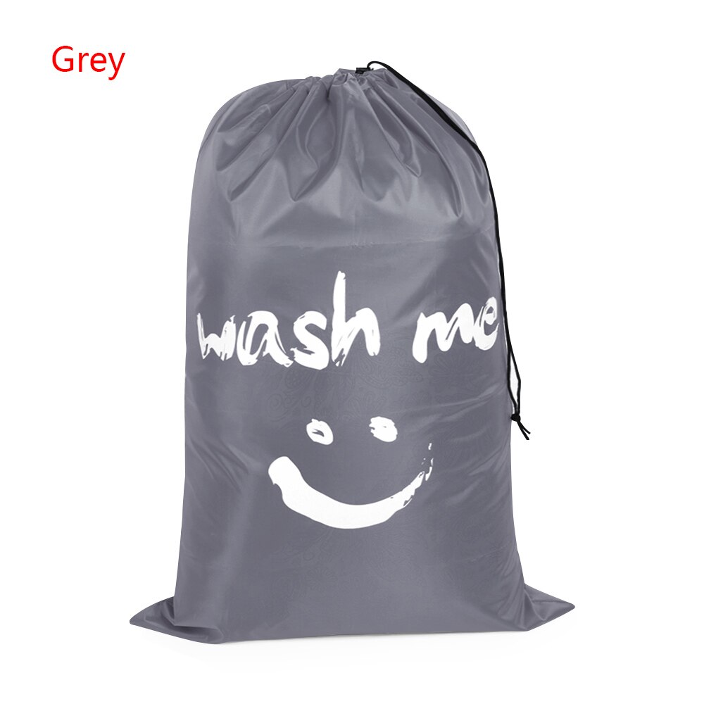 Nylon Laundry Bag Drawstring Bag Travel Protable Storage Pouch Machine Washable Dirty Clothes Organizer Folding Wash Bag: grey