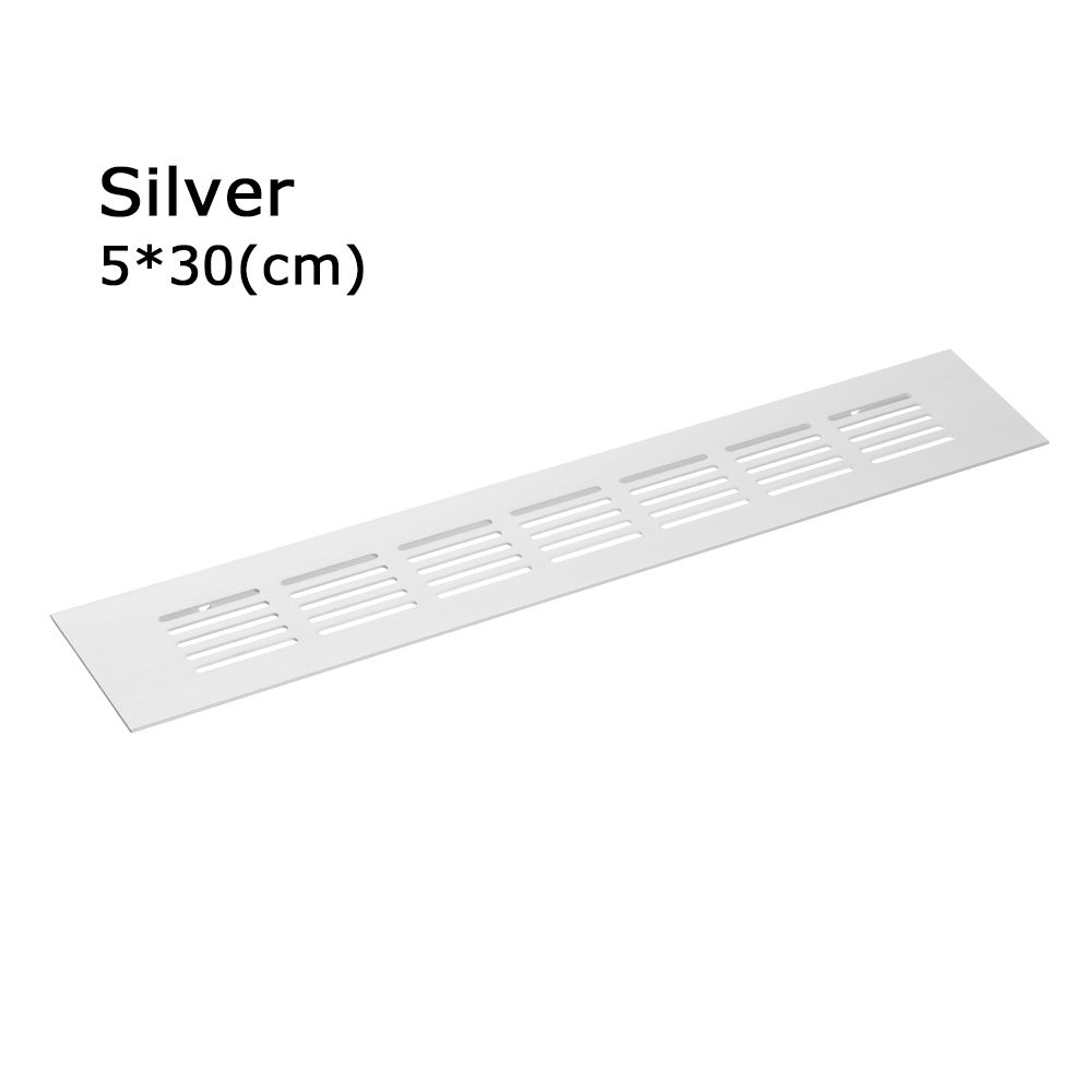 Rejilla de ventilación de aleación de aluminio para armario, cubierta de orificios, adornos, rejilla de ventilación: silver-5x30cm-