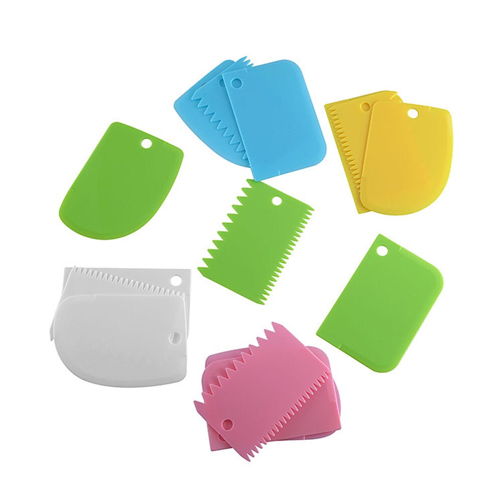 3PCS/Lot Dough Cake Cutter Slicer Spatula for Cake Cream Scraper Pasty Cutters Scraper Irregular Teeth Edge DIY Smoother