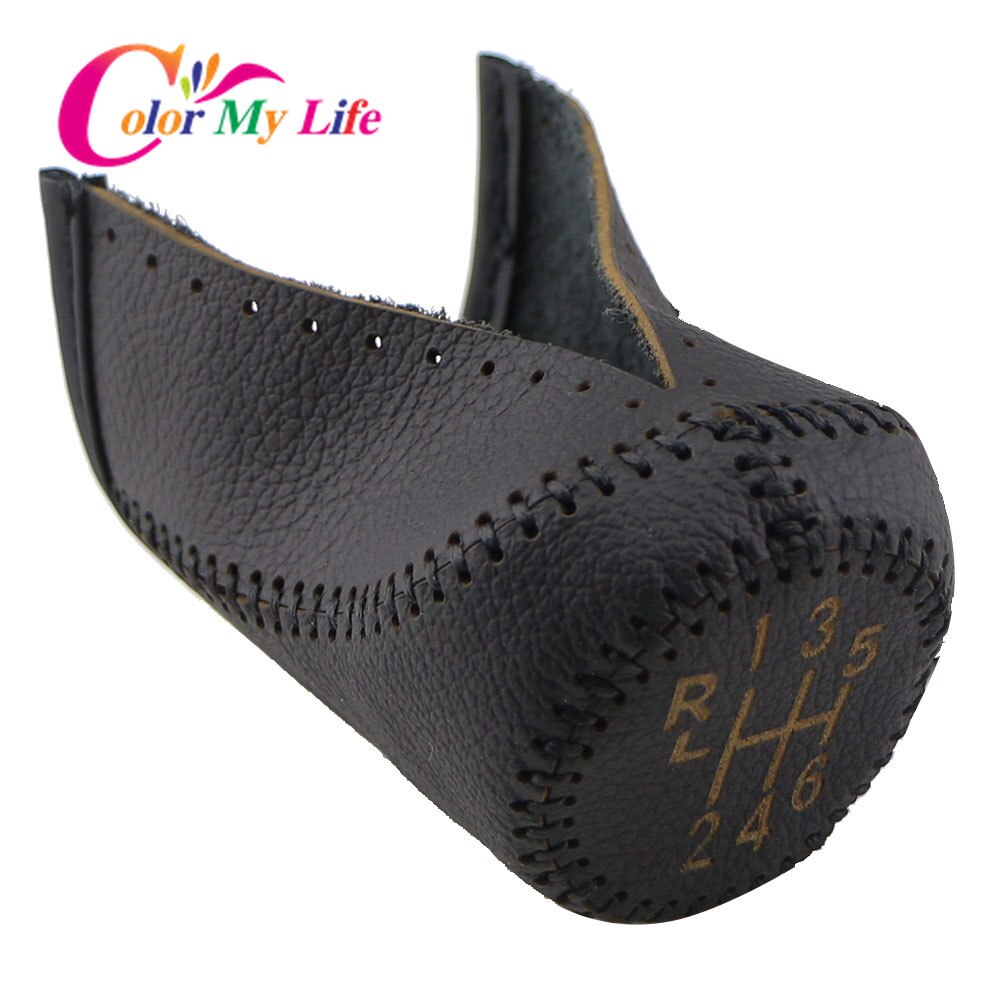 Color My Life Leather 5 6 Speed Car Gear Head Collars for Renault Clio MK3 III Megane MK2 Scenic MK2 Kangoo MT Shift Knob Cover
