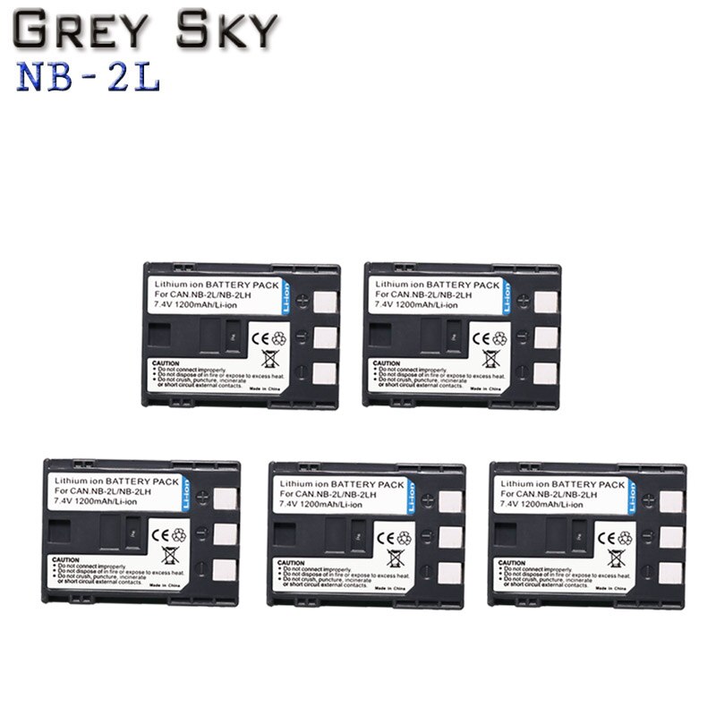 4pcs 1200mAh batterie NB-2L NB-2LH NB-2L NB2L NB 2L E160814 Batteria per la macchina fotografica CANON 350D 400D G7 G9 s30 S40 z1 + caricabatterie LCD: 5 battery