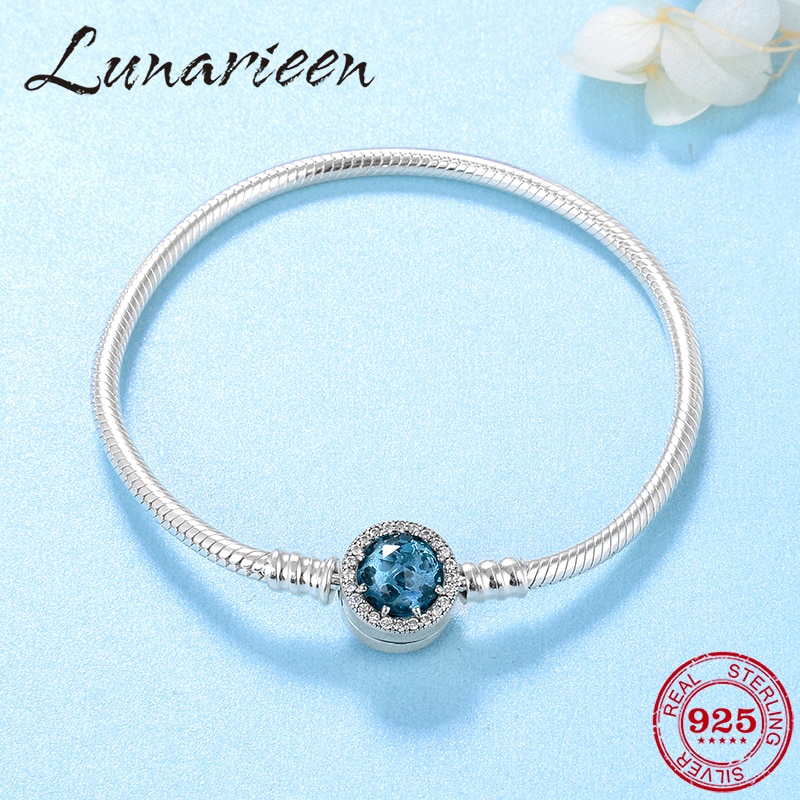 Sterling Silver Charm Bracelet - Blue Zircon Butterfly Snake Bone Chain - Trendy DIY Jewelry for Women