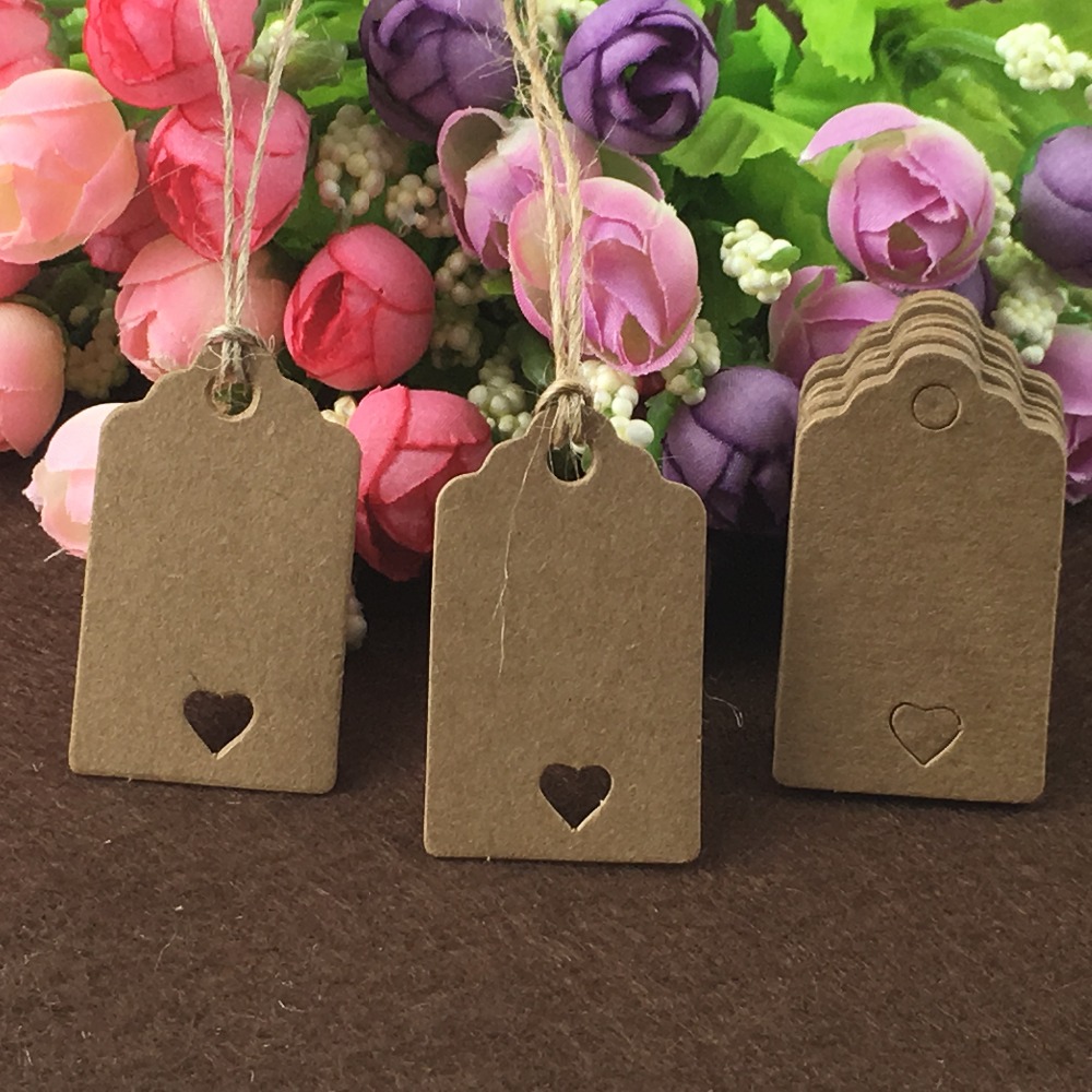 100 stks/partij 5x3 cm Blanco Papier Kleine Tags Kraft Zwart Wit Sieraden Pakket Hang Tag Met 100 stuks snaren