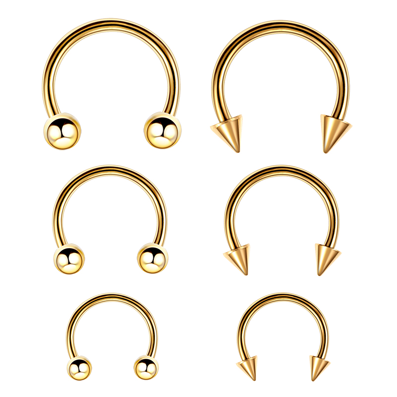 6 Stuks Septum Neus Piercing Ring Cirkelvormige Hoefijzervormige Halters Voor Oorlip Wenkbrauw Lichaam Pirercing Bal Kegel Cbb Stalen Hoepel 20G 0.8Mm: Antique Bronze Plated