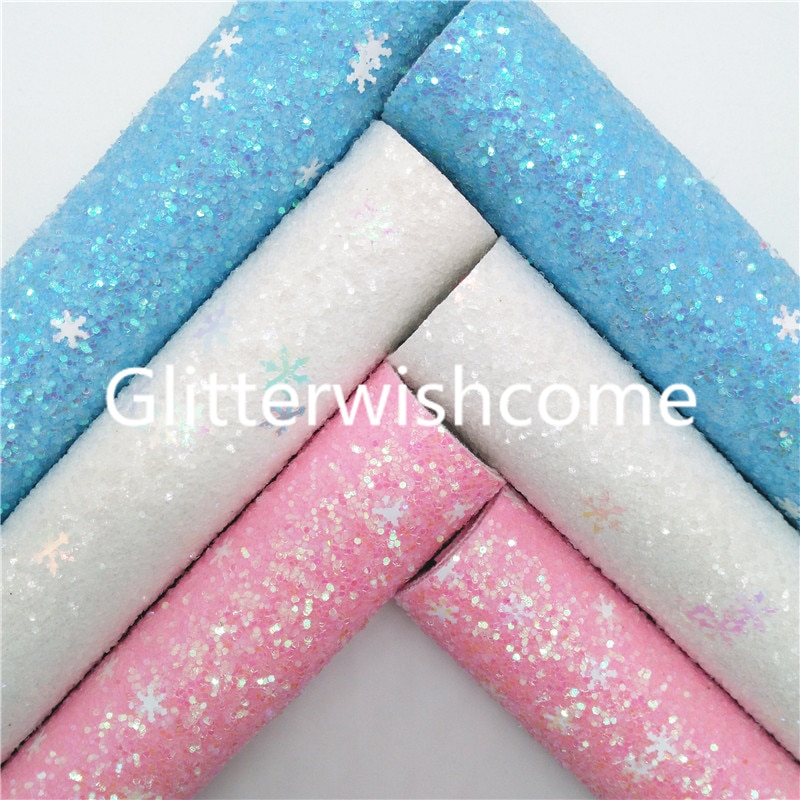 Glitterwishcome 21 x 29cm a4 storlek julglitter, snöflinga på tjocka glittertygslakan för rosetter , gm918b