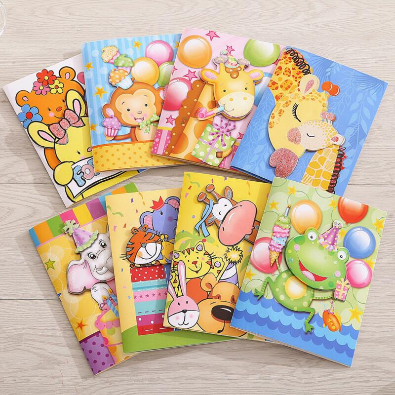 5pcs/lot Cartoon Music Greeting Card DIY Paper Handmade Wish Card with Envelope Kids Children Birthday Card