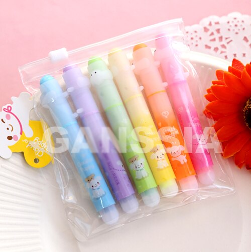 6 kleuren Leuke dier afdrukken highlighter pennen 6 kleuren/pack Kawaii pen Office supply & Briefpapier (ss-a970)
