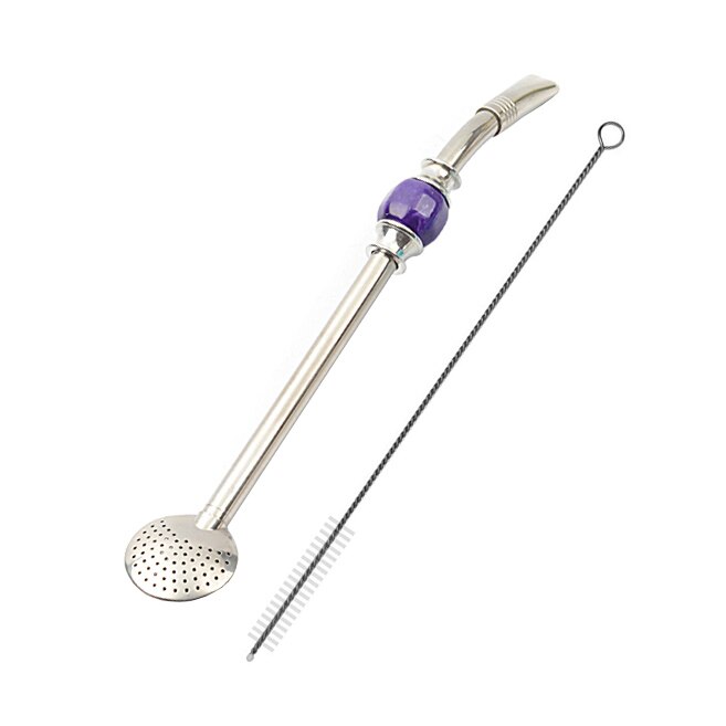 Riutilizzabile Yerba Mate filtro Bombilla di paglia 1 pennello cannuccia in acciaio inossidabile 304 per accessori da tè Mate 1 pz: Purple