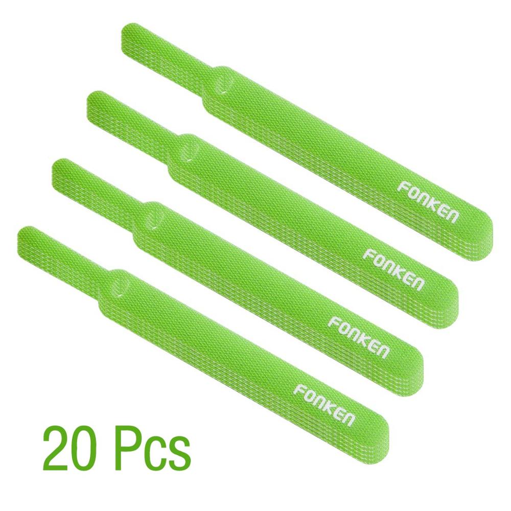 20 stk fonken usb kabel opruller organizer hjem sele efterbehandling faste kabler hdmi aux pc strøm wire tie kabel management øretelefon: 20 stk grøn velcro