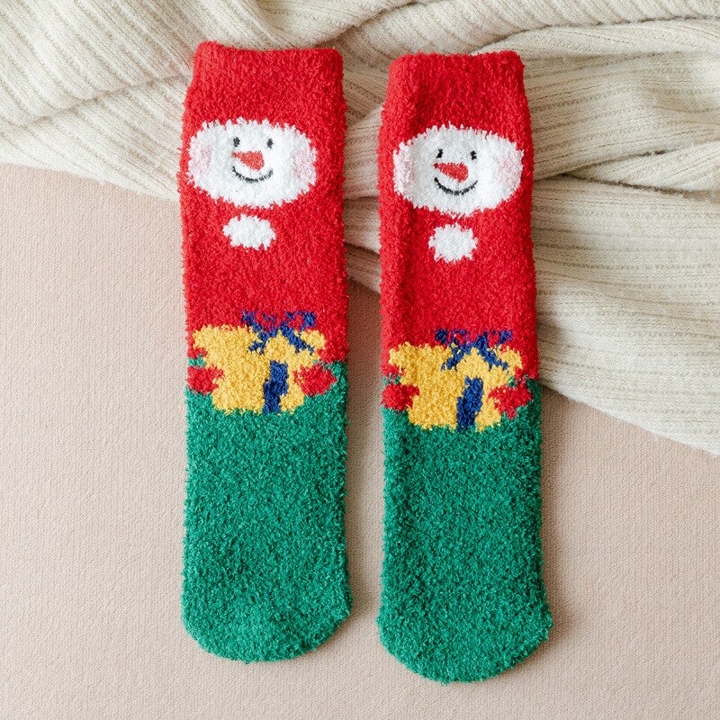 Winter thick warm ladies warm socks kawaii Christmas cartoon cow duck cat socks printing funny women year socks: 11